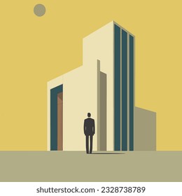 SSTKbold, Man standing in front of a building, Brutalism