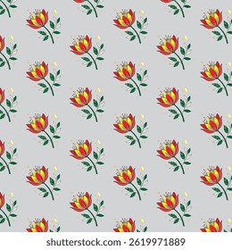 sstkWellness A  floral pattern symbolizing vitality, balance, and wellness. The red and yellow flowers with lush green leaves reflect energy and tranquility, perfect for wellness-themed visuals.