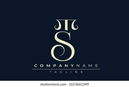 ST abstract Logo. Elegantly Designed Minimalist Monogram Logo with Stylish Lettering. Sophisticated and sleek minimalist monogram showcasing unique lettering design.