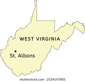 Localização da cidade de St. Albans no mapa do estado de West Virginia