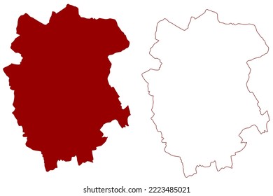 St Albans Non-metropolitan district, Borough, City (United Kingdom of Great Britain and Northern Ireland, ceremonial county Hertfordshire or Herts, England) map vector illustration, scribble sketch 