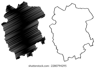 St Albans Non-metropolitan district, Borough, City (United Kingdom of Great Britain and Northern Ireland, ceremonial county Hertfordshire or Herts, England) map vector illustration, scribble sketch 