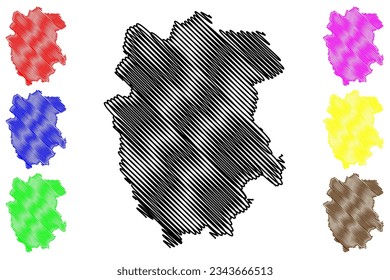 St Albans Non-metropolitan district, Borough, City (United Kingdom of Great Britain and Northern Ireland, ceremonial county Hertfordshire or Herts, England) map vector illustration, scribble sketch