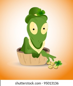 St. Patrick’s Alien-St. Patrick's Day Cartoon Vector Illustration