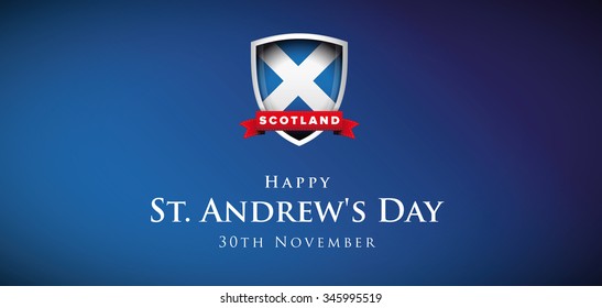 St Andrew Day Scotland flag shield banner or poster