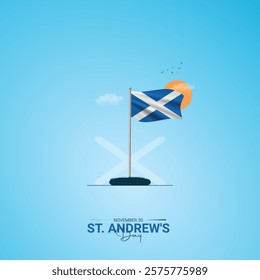 St. Andrew's Day. creative ads for social. 3D illustrations.