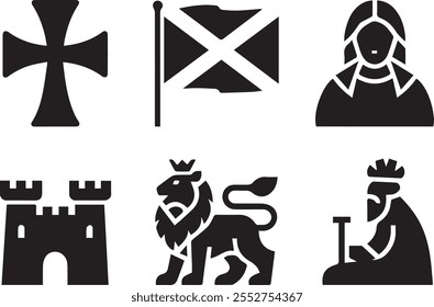 st andrew's day elements sets silhouette vector