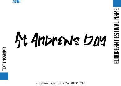 Dia de St Andrews   - Festival Europeu Nome Moderno Estiloso Tipografia Texto 