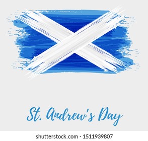 St. Andrew's day - national holiday in Scotland. Template for invitation, poster, flyer, banner, etc. Abstract watercolor splashes flag of Scotland