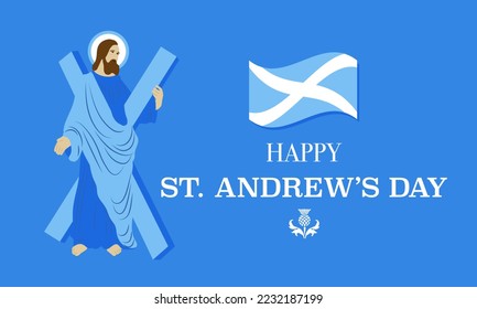 St. Andrew's day - National holiday in Scotland with Saint Andrew the Apostle​​​.Template for invitation, poster, flyer, banner, flag of Scotland. Vector illustration.