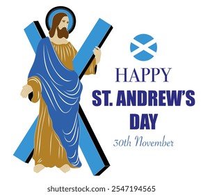 St. Andrew's day - National holiday in Scotland. Template for invitation, poster, flyer, banner, flag of Scotland. Vector illustration