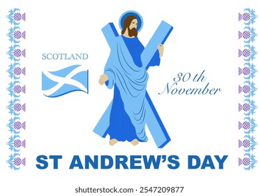 St. Andrew's day - National holiday in Scotland. Template for invitation, poster, flyer, banner, flag of Scotland. Vector illustration