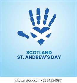 St. Andrew's Day in Scotland in 2023 .Love, Hand with Scotland Flag
