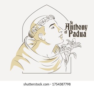 St Anthony Of Padua Vector Illustration