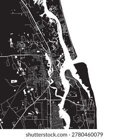 St Augustine Florida Vector Map, Detailed City Street Map Black and White Minimalist Line Art