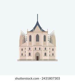 St. Barbara's Church, Kutná Hora. Flat style illustration.