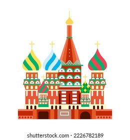 St  Basil Cathedral and colorful domes  National symbol Russia vector illustration  white background  Traveling  culture concept