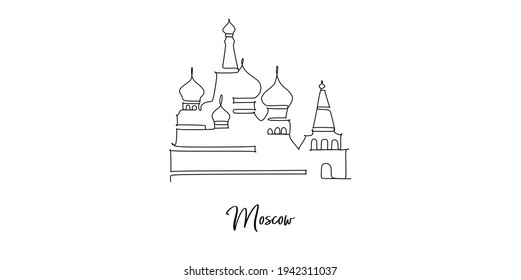 St  Basil Cathedral moscow Continuous one line drawing