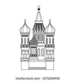 St basil cathedral on black and white