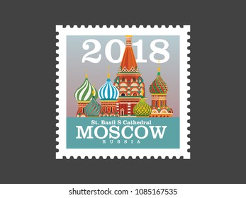 St. Basil S Cathedral Moscow , Russia (Post stamp)