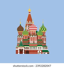Vektorgrafik der Kathedrale St. Basil. Kirche auf dem Roten Platz. Tourismuskonzept. Berühmtes Wahrzeichen in Russland.