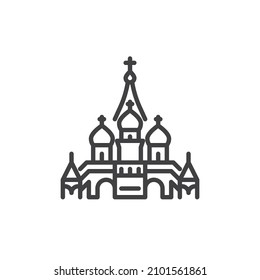 Icono de la línea de la Catedral de San Basilio. signo de estilo lineal para concepto móvil y diseño web. Famosa catedral en Moscú contorno icono vector. Símbolo, ilustración del logotipo. Gráficos vectoriales