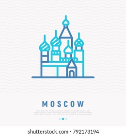 St Basil's cathedral in Moscow thin line icon. Modern vector illustration of landmark.