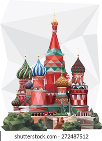 St  Basil's Cathedral Moscow vector illustration  Origami modern style 