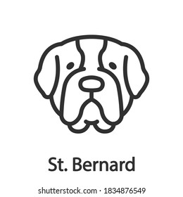 St. Bernard, Dog breed, linear icon. Editable stroke