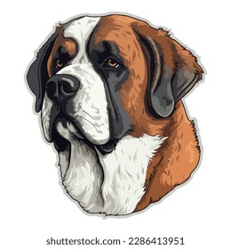 Icono plano de perro de St. Bernard aislado en fondo blanco