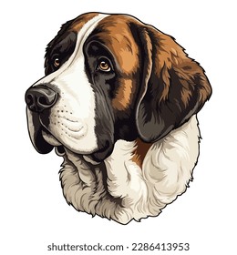 Icono plano de perro de St. Bernard aislado en fondo blanco