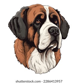 Icono plano de perro de St. Bernard aislado en fondo blanco