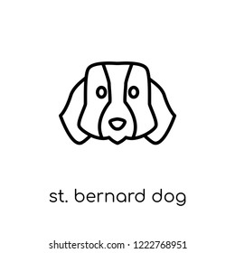St. Bernard dog icon. Trendy modern flat linear vector St. Bernard dog icon on white background from thin line dogs collection, editable outline stroke vector illustration