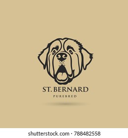 St. Bernard dog - isolated outlined vector illustration