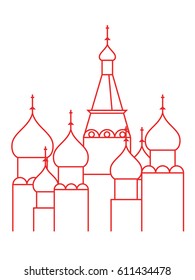 St. Cathedral Kremlin in Moscow, Russia. Historical popular palace. Simple minimalistic vector illustration.Simple minimalistic vector illustration. Thin line silhouette front line building. 