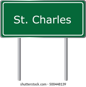 St. Charles , Idaho , road sign green vector illustration. USA city