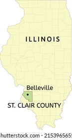St. Clair County and city of Belleville location on Illinois state map