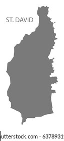 St. David Dominica map grey illustration silhouette