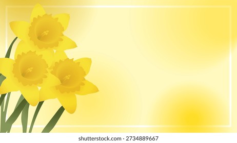 St. David's Day Celebration Template Featuring Blooming Daffodil Flowers on Yellow Frame