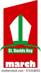 St David's Day  greeting card template. Wales national holiday. Catholic hat tiara. March, 1st