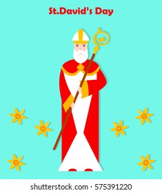 St. David's day. Patron of Wales. Vector illustration.