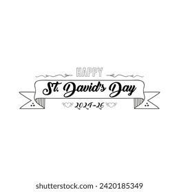 St. David's Day typography elements lettering vector illustrator 