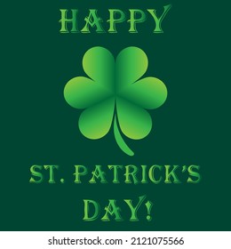 st. patrick’s day banner. clover shamrock and inscription happy st patrick's day on a dark green background                                                                                             