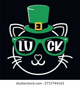 St Patrick’s Day Cat Funny Shamrock T-shirt Design
