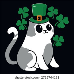 St Patrick’s Day Cat Funny Shamrock T-shirt Design