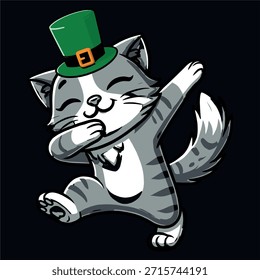 Design de camiseta do xamrock engraçado para o gato do dia de São Patrício