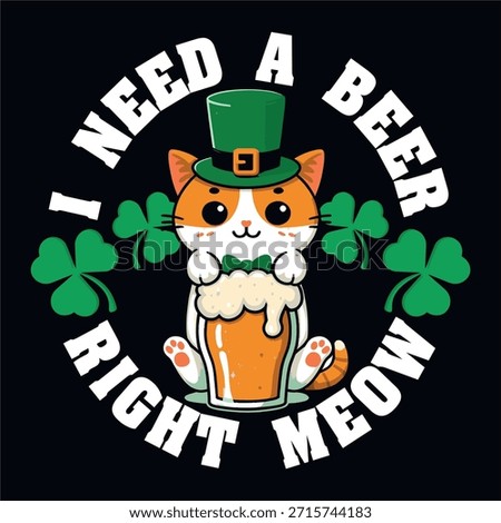 St Patrick’s Day Cat Funny Shamrock T-shirt Design