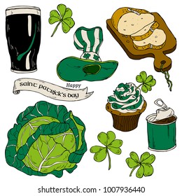 St. Patrick’s Day Colorful Food And Drink Elements In Vector 