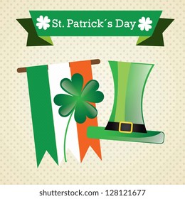 St PatrickÃ?Â?Ã?Â´s Day elements on vintage background