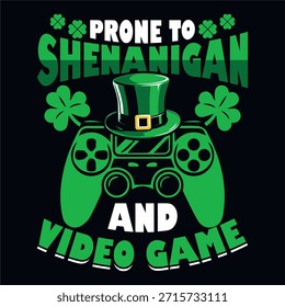 Design de camiseta da controladora de jogos engraçada do Dia de São Patrício